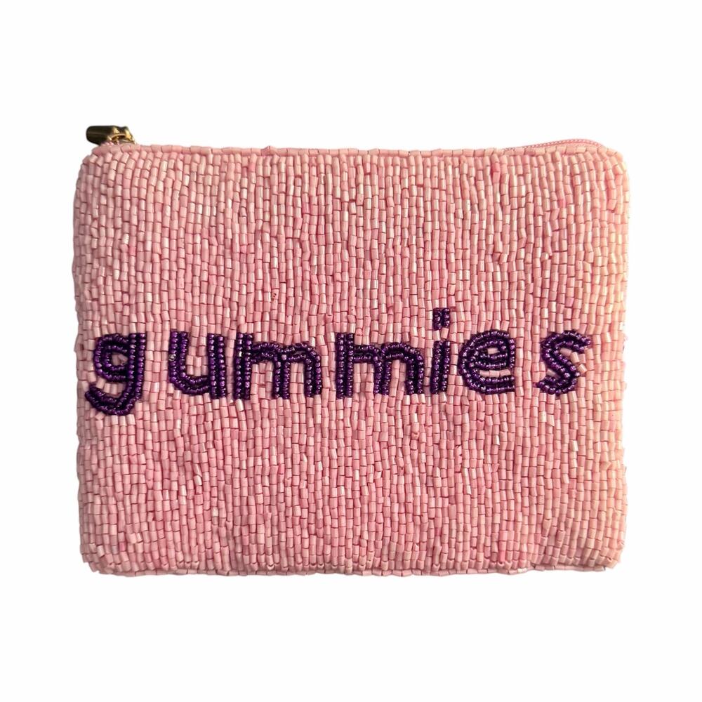 Pink Beaded Gummies Zipper Coin Purse Cosmetic Pouch NWOT